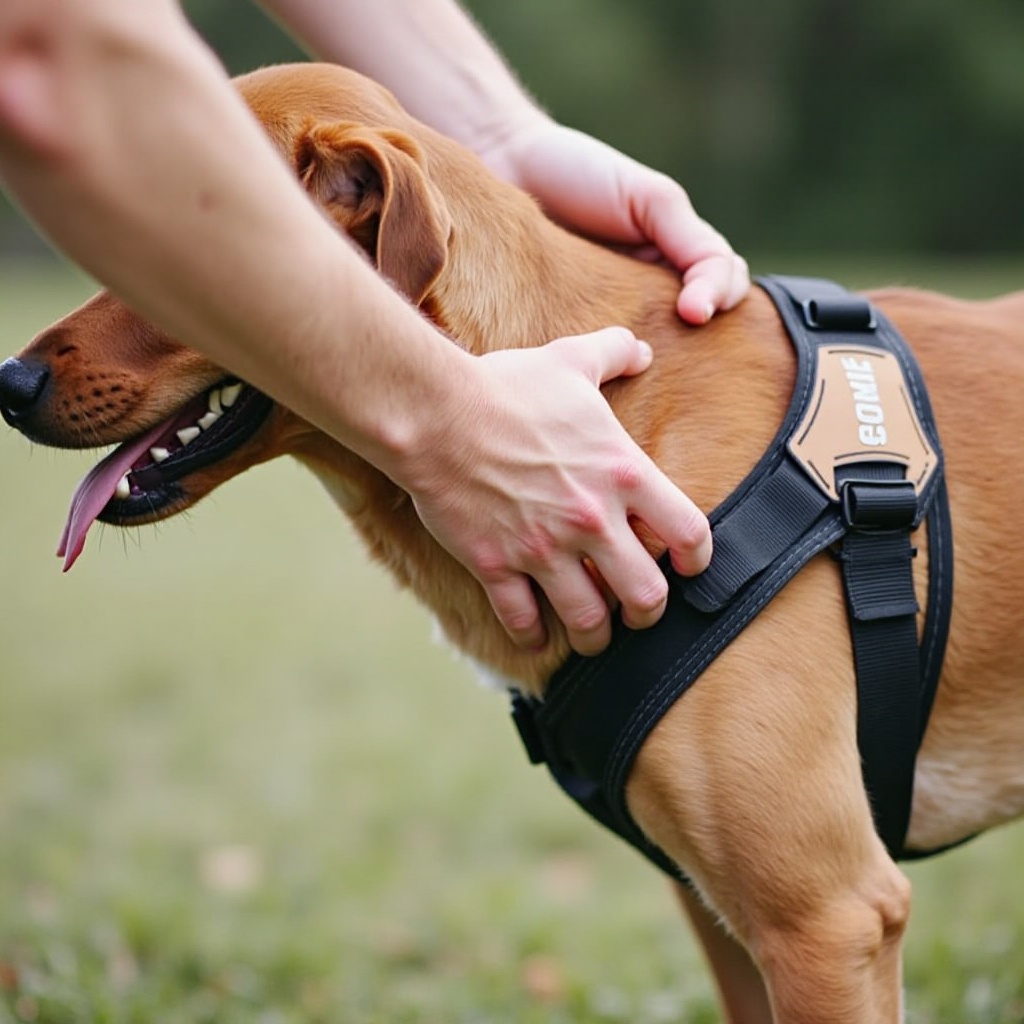 cómo poner el arnés a un perro