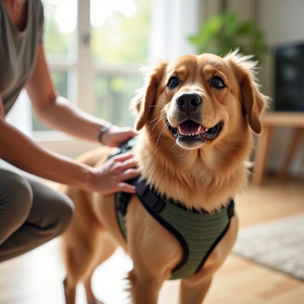 wie man einem Hund ein Geschirr anlegt