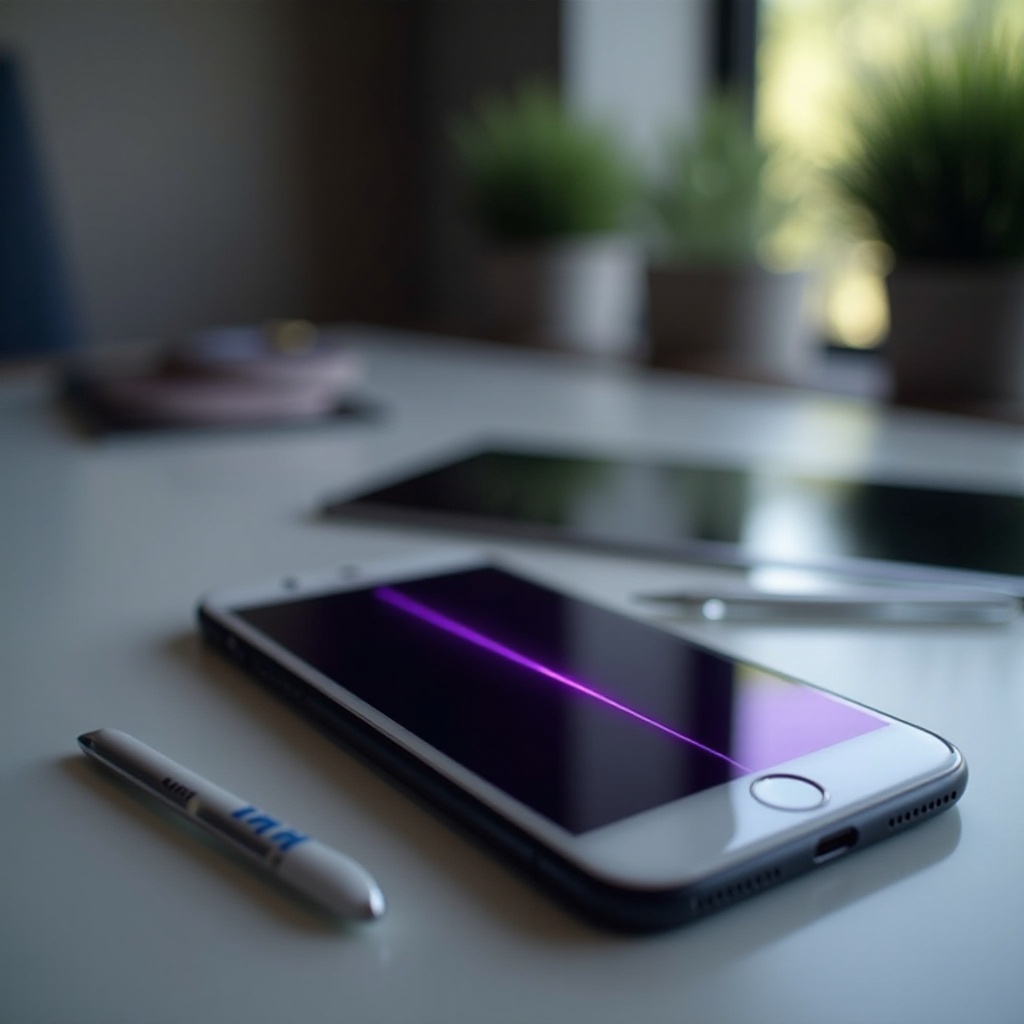 linha roxa no iphone