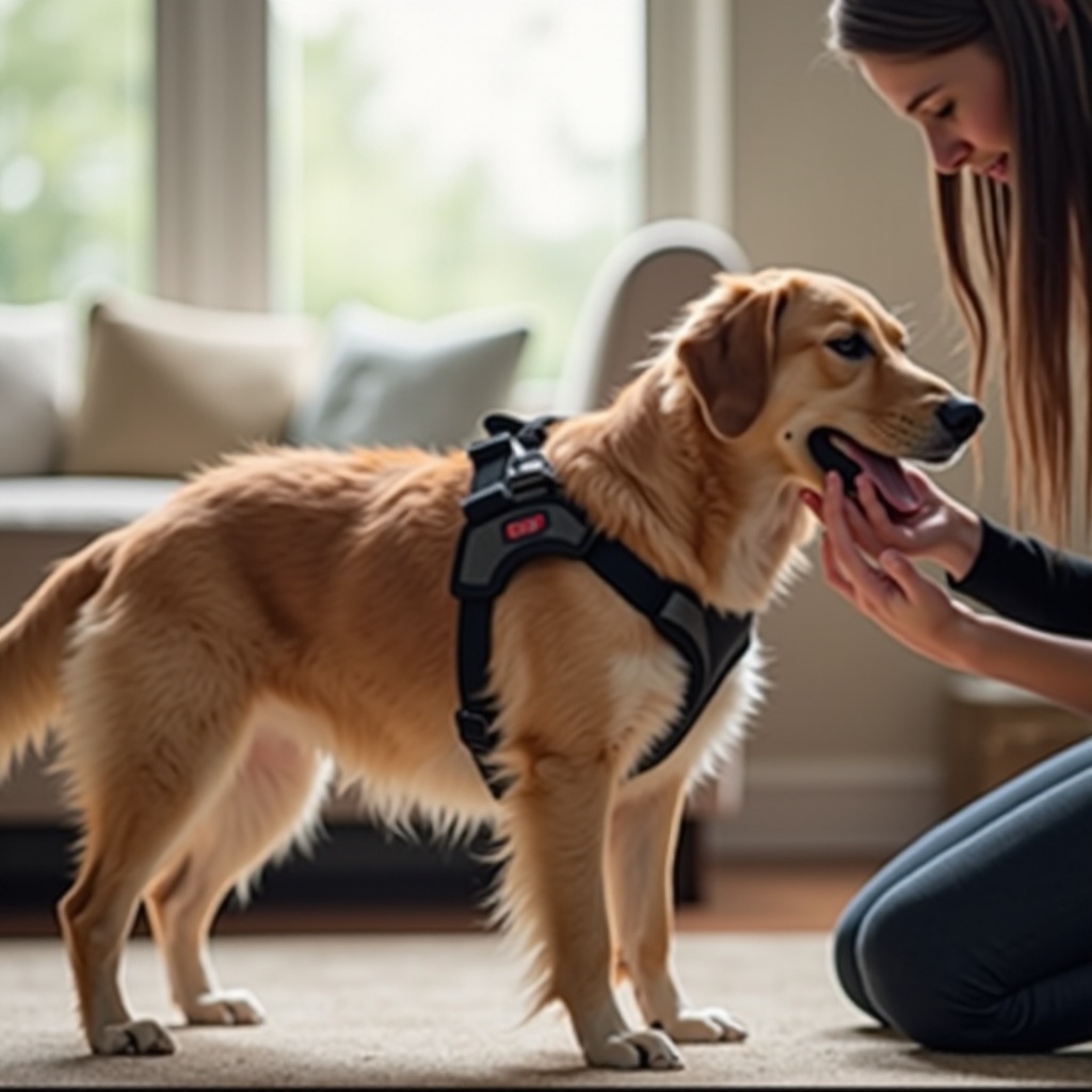 how to put step in harness on dog
